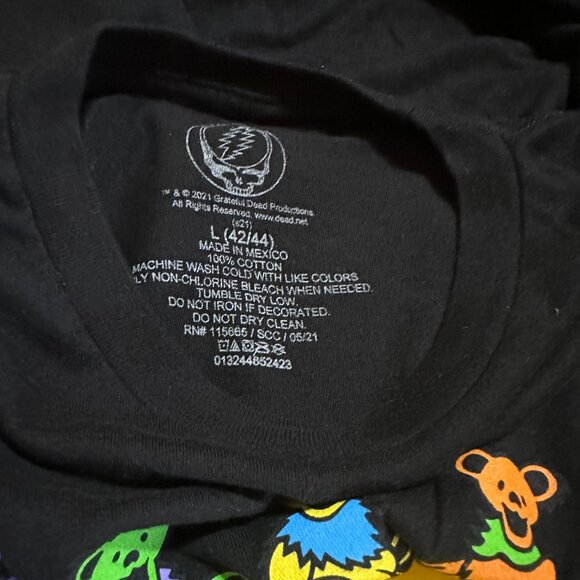The Grateful Dead Jerry Garcia Dancing Bears 2021 Men's Black T Shirt Large - Picture 2 of 3